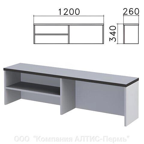 Надстройка для стола письменного Монолит, 1200х260х340 мм, 1 полка, цвет серый - Россия