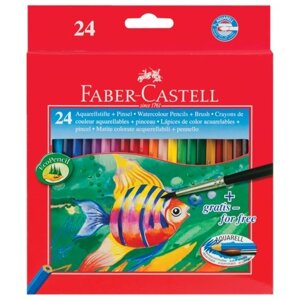 Карандаши цветные акварельные FABER-CASTELL Colour Pencils, 24 цвета + кисть, 114425