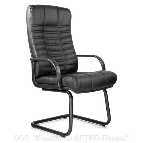 Кресло для приемных и переговорных Атлант, кожа, черное - распродажа