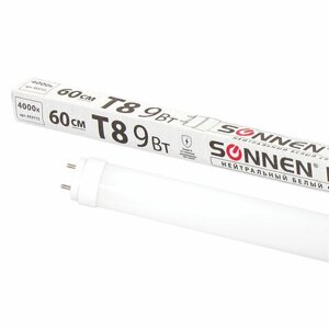 Лампа-трубка светодиодная SONNEN, 9 Вт, 30000 ч, 60 см, нейтральный белый (аналог 18 Вт люминесцентной лампы), LED