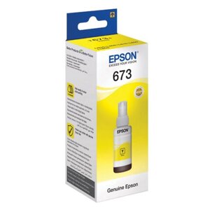 Чернила EPSON 673 (T6734) для СНПЧ Epson L800/L805/L810/L850/L1800, желтые, ОРИГИНАЛЬНЫЕ
