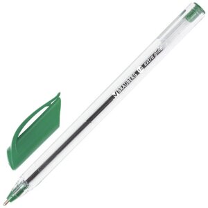 Ручка шариковая масляная BRAUBERG Extra Glide, ЗЕЛЕНАЯ, трехгранная, узел 1 мм, линия письма 0,5 мм, 142137