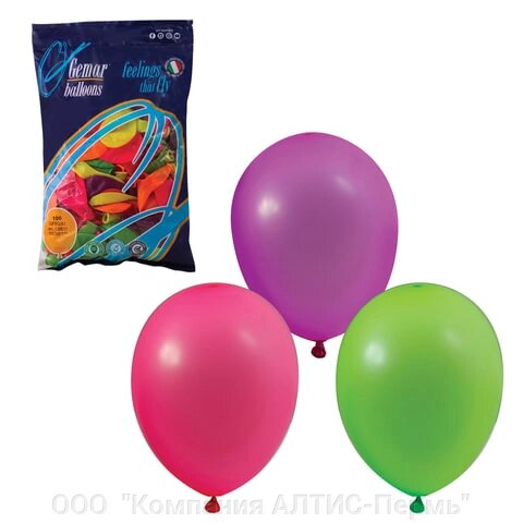 Шары воздушные 10 (25 см), комплект 100 шт., 12 неоновых цветов, в пакете, 1101-0002 - характеристики