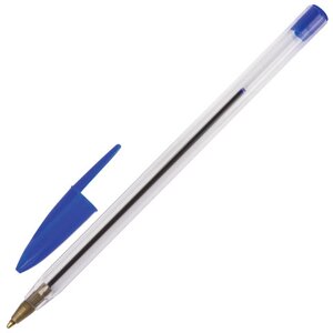 Ручка шариковая STAFF Basic BP-01, письмо 750 метров, СИНЯЯ, длина корпуса 14 см, линия письма 0,5 мм, 141672