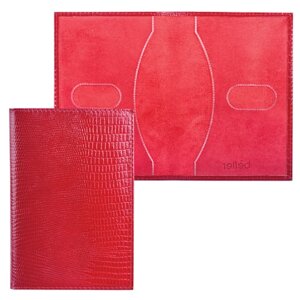 Обложка для паспорта BEFLER Ящерица, натуральная кожа, тиснение, красная, О. 1-3