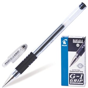 Ручка гелевая с грипом PILOT G-1 Grip, ЧЕРНАЯ, корпус прозрачный, узел 0,5 мм, линия письма 0,3 мм, BLGP-G1-5