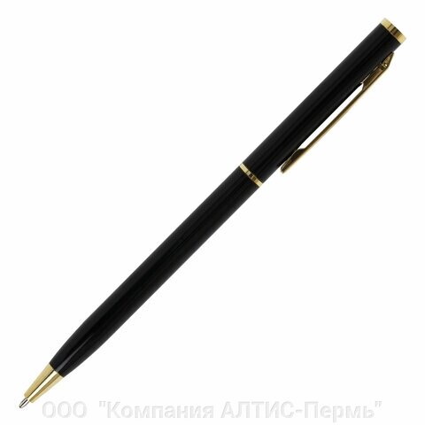 Ручка подарочная шариковая BRAUBERG Slim Black, корпус черный, узел 1 мм, линия письма 0,7 мм, синяя, 141402 - заказать