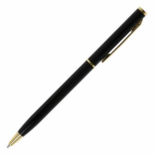 Ручка подарочная шариковая BRAUBERG Slim Black, корпус черный, узел 1 мм, линия письма 0,7 мм, синяя, 141402