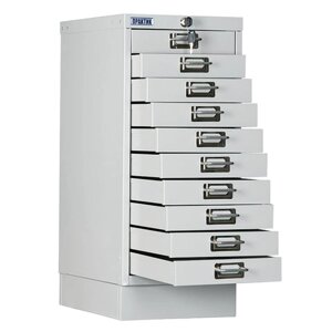 Шкаф металлический для документов ПРАКТИК MDC-A4/650/10, 10 ящиков, 650х277х405 мм, собранный