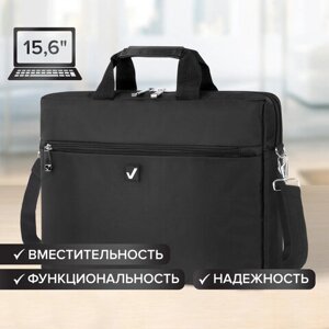 Сумка-портфель BRAUBERG с отделением для ноутбука 15,6, Tempo, карман, черная, 40х30х4 см, 240453