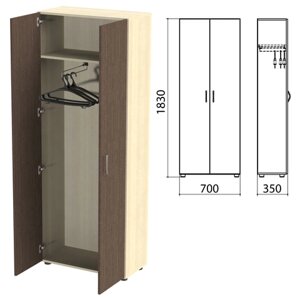 Шкаф для одежды Канц, 700х350х1830 мм, цвет дуб молочный/венге (КОМПЛЕКТ)