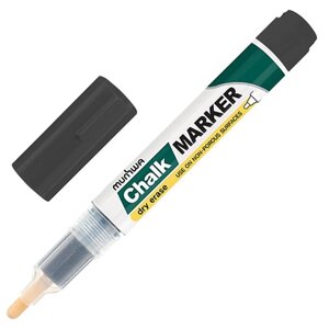 Маркер меловой MUNHWA Chalk Marker, 3 мм, ЧЕРНЫЙ, сухостираемый, для гладких поверхностей, CM-01