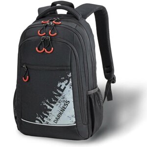 Рюкзак BRAUBERG URBAN универсальный, 3 отделения, светоотражающий принт, Darkness, черный, 45х30х14 см, 270754