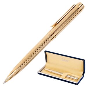 Ручка подарочная шариковая GALANT Graven Gold, корпус золотистый с гравировкой, золотистые детали, пишущий узел 0,7 мм,