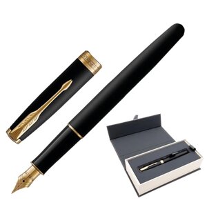 Ручка перьевая PARKER Sonnet Core Matt Black GT, корпус черный матовый лак, позолоченные детали, черная, 1931516