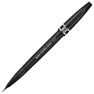 Ручка-кисть PENTEL Brush Sign Pen Artist, линия письма 0,5-5 мм, черная, SESF30C-A