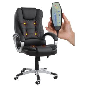 Кресло офисное BRABIX Comfort MS-003, 6 массажных модулей, экокожа, черное, 532521