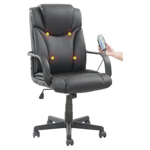 Кресло офисное BRABIX Relax MS-001, 4 массажных модуля, экокожа, черное, 532519