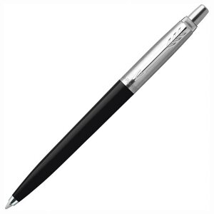 Ручка шариковая PARKER Jotter Orig Black, корпус черный, детали нержавеющая сталь, синяя, RG0033010