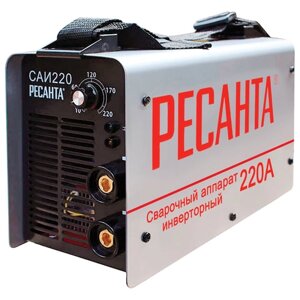 Сварочный аппарат инверторный, сварочный ток до 220 А, диаметр электрода до 5 мм, РЕСАНТА САИ 220