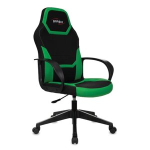 Кресло компьютерное BRABIX Alpha GM-018, ткань/экокожа, черное/зеленое, 532639