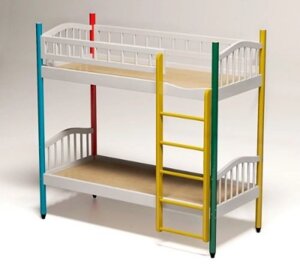 Кровать детская двухъярусная «Карандаш» (массив, краска) настил ДВП