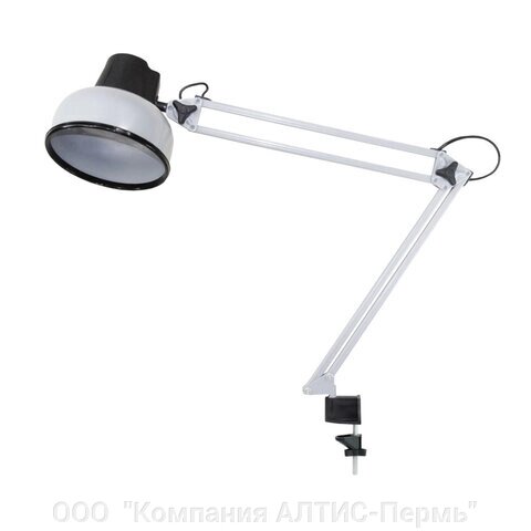 Настольная лампа светильник Бета на струбцине, цоколь Е27, серебро - розница