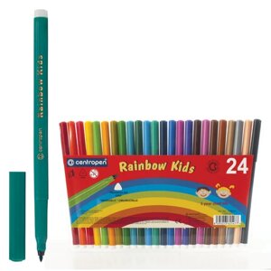 Фломастеры 24 ЦВЕТА CENTROPEN Rainbow Kids, круглые, смываемые, вентилируемый колпачок, 7550/24ET