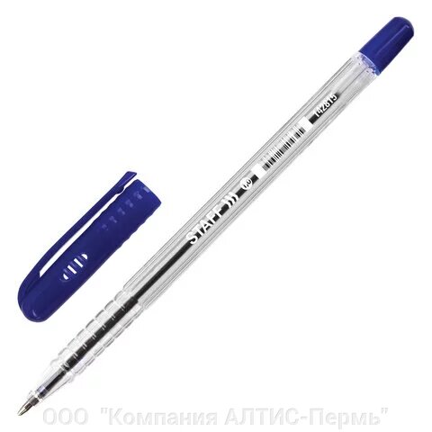 Ручка шариковая STAFF EVERYDAY BP-247, СИНЯЯ, шестигранная, корпус прозрачный, линия письма 0,5 мм, 142815 - заказать