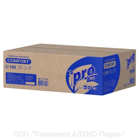 Полотенца бумажные 250 шт., PROtissue (H3) COMFORT, 1-слойные, белые, КОМПЛЕКТ 20 пачек, 22х21 см, V-сложение, С192 от компании ООО  "Компания АЛТИС-Пермь" - фото 1