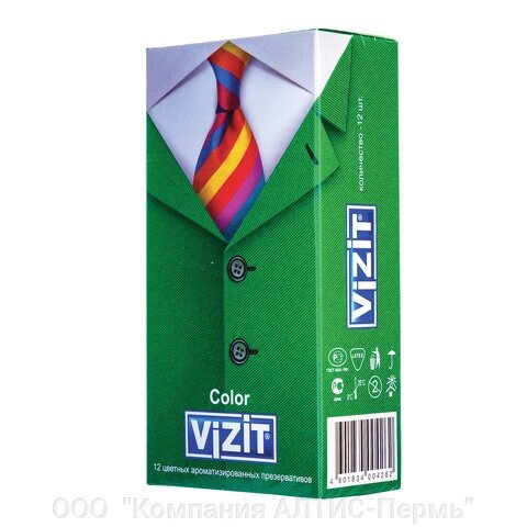 Презервативы латексные VIZIT Color, комплект 12 шт., цветные ароматизированные от компании ООО  "Компания АЛТИС-Пермь" - фото 1