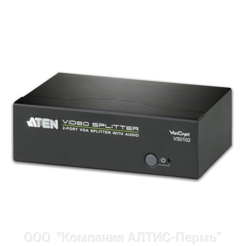 Разветвитель SVGA ATEN, 2-портовый, для передачи аналогового аудио/видео, до 1920х1440 пикселей, VS0102 от компании ООО  "Компания АЛТИС-Пермь" - фото 1