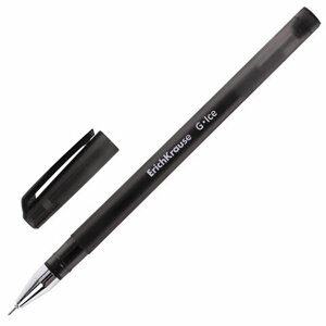 Ручка гелевая ERICH KRAUSE G-Ice, ЧЕРНАЯ, корпус прозрачный, игольчатый узел 0,5 мм, линия письма 0,4 мм, 39004