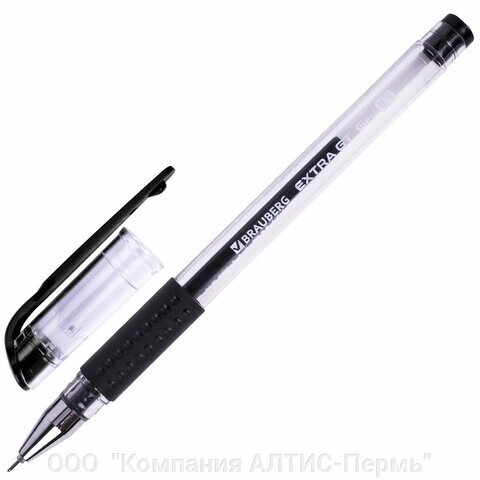 Ручка гелевая с грипом BRAUBERG EXTRA GT NEEDLE, ЧЕРНАЯ, игольчатый узел 0,5 мм, линия 0,35 мм, 143918 от компании ООО  "Компания АЛТИС-Пермь" - фото 1