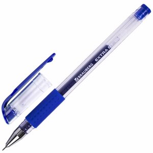 Ручка гелевая с грипом BRAUBERG EXTRA GT NEEDLE, СИНЯЯ, игольчатый узел 0,5 мм, линия 0,35 мм, 143916