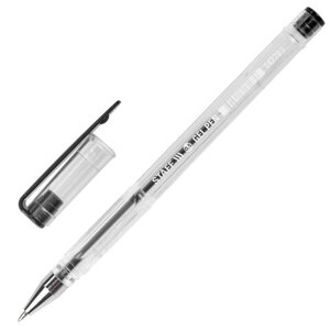 Ручка гелевая STAFF Basic GP-789, ЧЕРНАЯ, корпус прозрачный, хромированные детали, узел 0,5 мм, 142789
