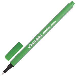 Ручка капиллярная (линер) BRAUBERG Aero, СВЕТЛО-ЗЕЛЕНАЯ, трехгранная, металлический наконечник, линия письма 0,4 мм,