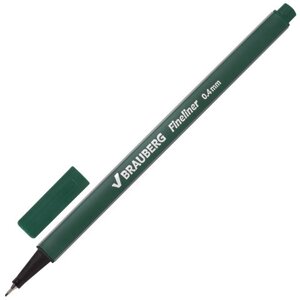 Ручка капиллярная (линер) BRAUBERG Aero, ТЕМНО-ЗЕЛЕНАЯ, трехгранная, металлический наконечник, линия письма 0,4 мм,