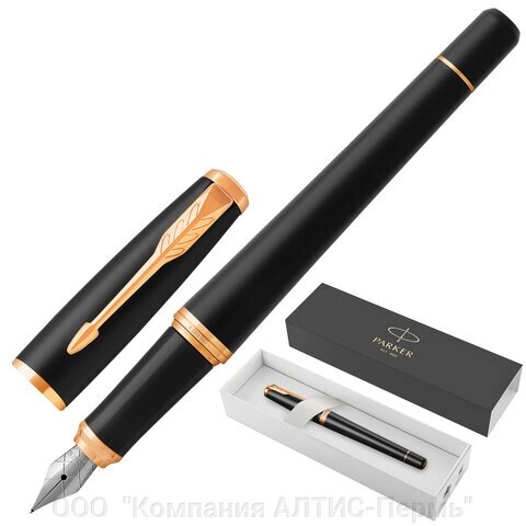 Ручка перьевая PARKER Urban Core Muted Black GT, черный матовый лак, позолота, синяя, 1931593 от компании ООО  "Компания АЛТИС-Пермь" - фото 1