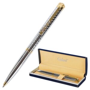 Ручка подарочная шариковая GALANT Barendorf, корпус серебристый с гравировкой, золотистые детали, пишущий узел 0,7 мм,