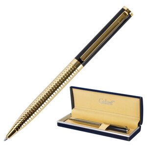 Ручка подарочная шариковая GALANT Black Melbourne, корпус золотистый с черным, золотистые детали, пишущий узел 0,7 мм,