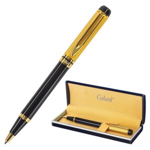 Ручка подарочная шариковая GALANT Classic, корпус черный с золотистым, золотистые детали, пишущий узел 0,7 мм, синяя,