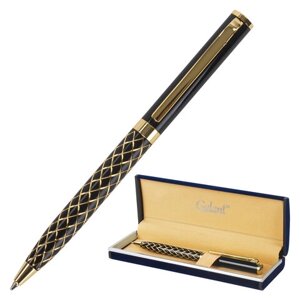 Ручка подарочная шариковая GALANT Klondike, корпус черный с золотистым, золотистые детали, пишущий узел 0,7 мм, синяя,