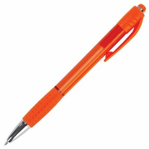 Ручка шариковая автоматическая с грипом BRAUBERG SUPER, СИНЯЯ, корпус оранжевый, узел 0,7 мм, линия письма 0,35 мм,