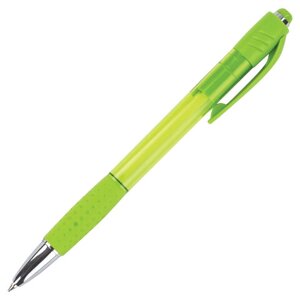 Ручка шариковая автоматическая с грипом BRAUBERG SUPER, СИНЯЯ, корпус зеленый, пишущий узел 0,7 мм, линия письма 0,35