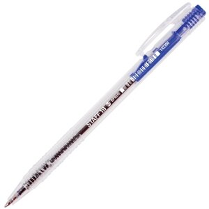 Ручка шариковая автоматическая STAFF Basic BPR-245, СИНЯЯ, корпус прозрачный, 0,7 мм, линия письма 0,35 мм, 142396