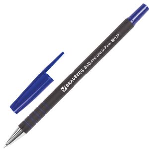 Ручка шариковая BRAUBERG Capital, СИНЯЯ, корпус soft-touch черный, узел 0,7 мм, линия письма 0,35 мм, 141170