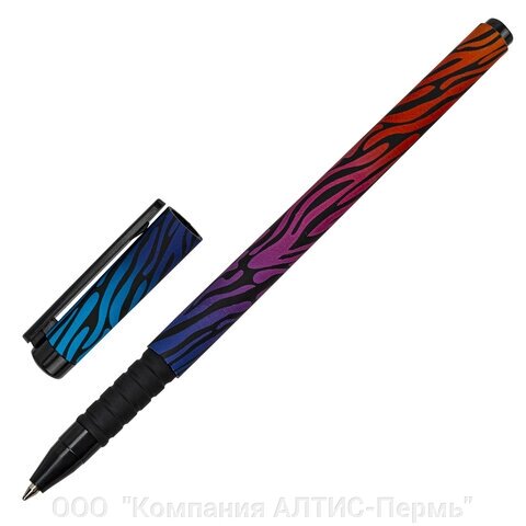 Ручка шариковая BRAUBERG SOFT TOUCH GRIP NEON ZEBRA, СИНЯЯ, мягкое покрытие, узел 0,7 мм, 143721 от компании ООО  "Компания АЛТИС-Пермь" - фото 1