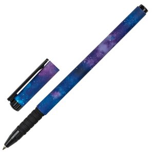 Ручка шариковая brauberg SOFT TOUCH GRIP SPACE, синяя, мягкое покрытие, узел 0,7 мм, 143714