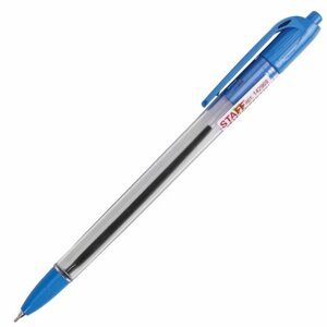 Ручка шариковая масляная автоматическая STAFF OBP-252, СИНЯЯ, узел 0,7 мм, линия 0,35 мм, 142969